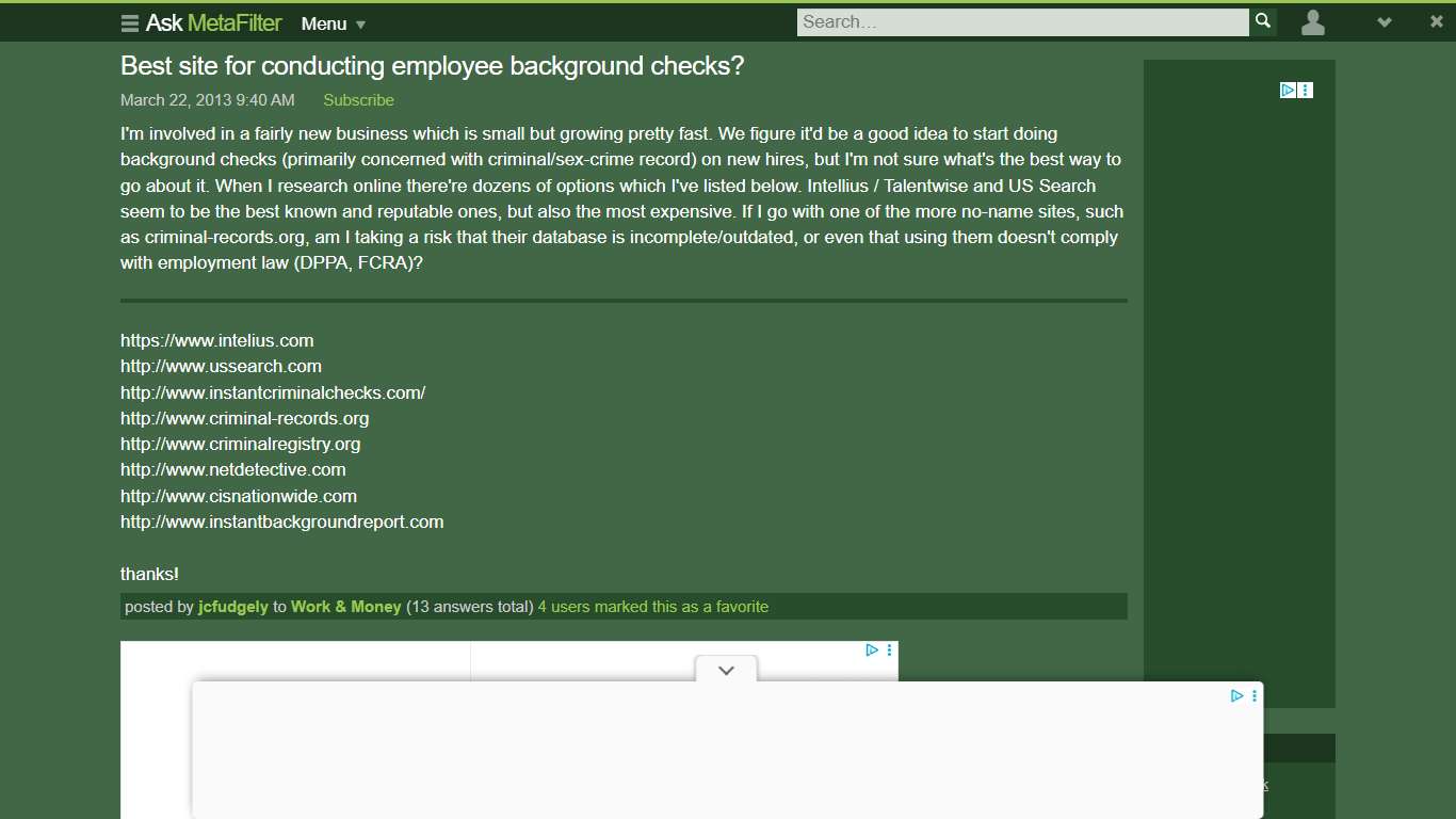 Best site for conducting employee background checks? - backgroundcheck | Ask MetaFilter