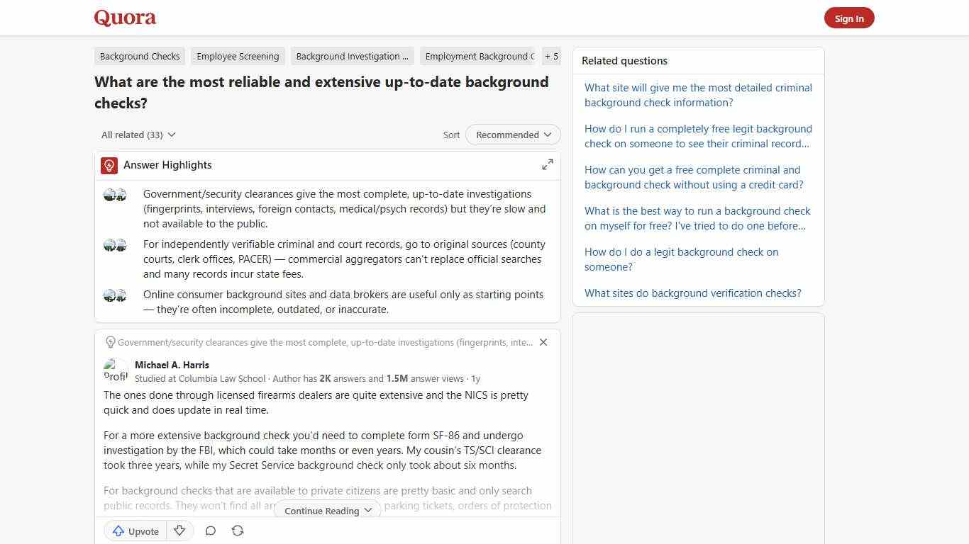 What are the most reliable and extensive up-to-date background checks? - Quora